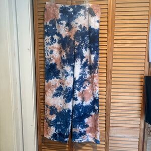 Eileen Fisher Tie-Dye Wide Leg Linen Pants Medium Festival Spring Organic